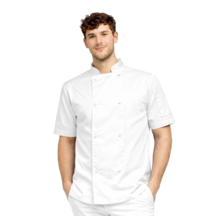 Bluza kucharska biała krótki rękaw napy roz.M – bluza kucharska – odzież gastronomiczna